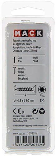 Mack 1018019 - spaanplschr.vzkop-zelfb. geelverz. 25 st 4,5 x 60 mm | 5 stuks - afbeelding 2
