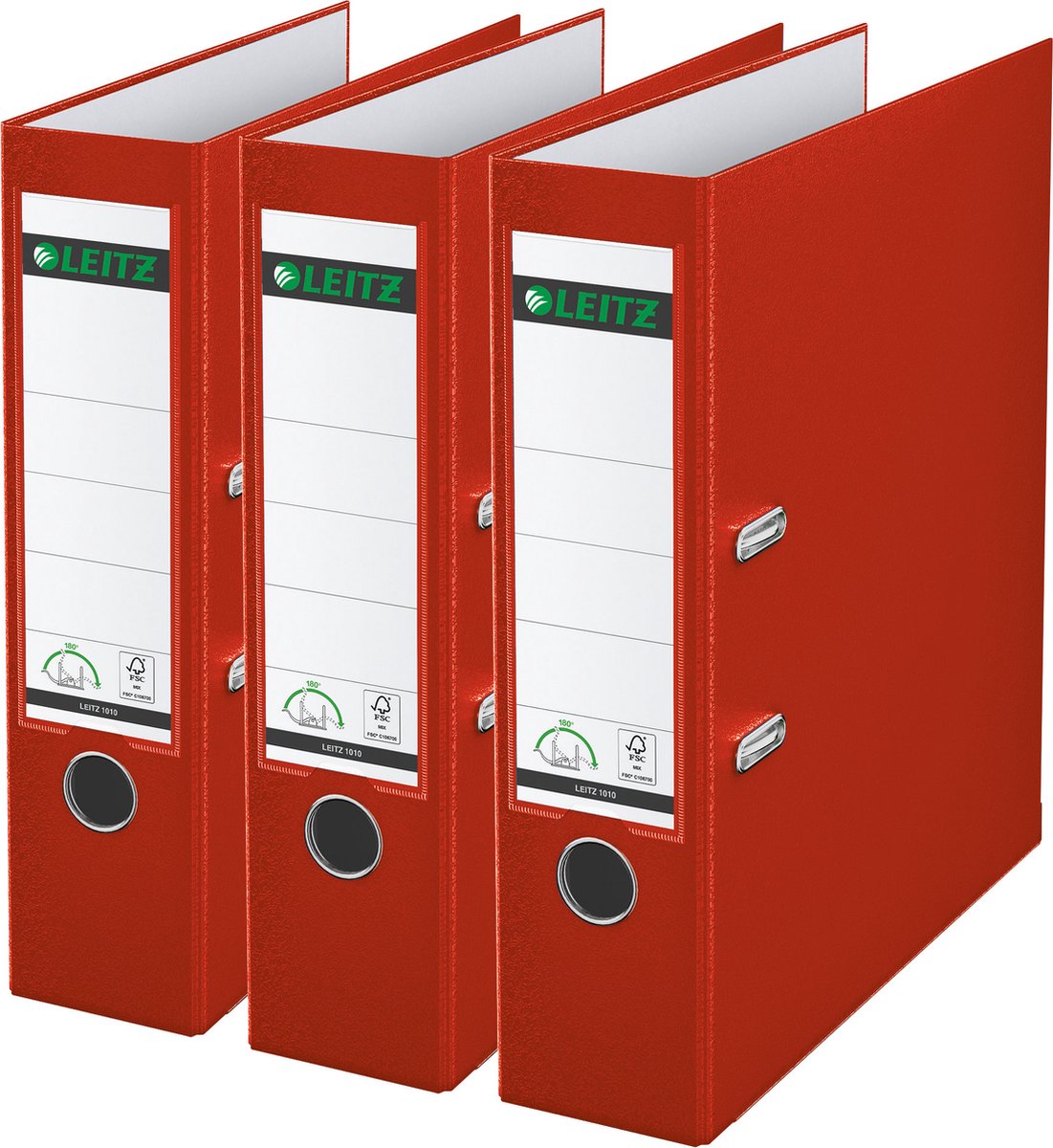 Leitz 180° ordner pp a4 - rugbreedte van 80mm - voordeelverpakking (3 stuks) - rood