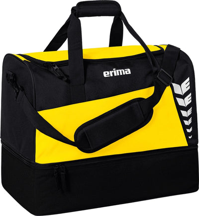 Erima six wings (small) sporttas met bodemvak - zwart geel | maat: s
