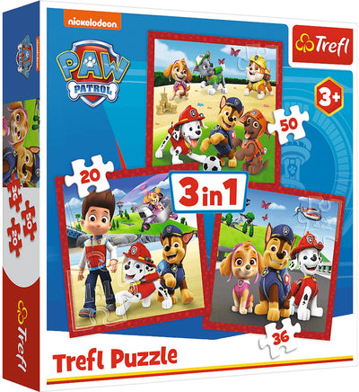 Trefl paw patrol happy dogs 3-in-1 puzzel - 106 stukjes - vanaf 3 jaar