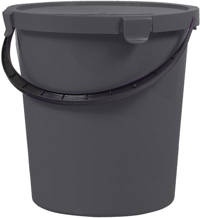 Plast team berry 5l emmer met deksel en handvat, donkergrijs