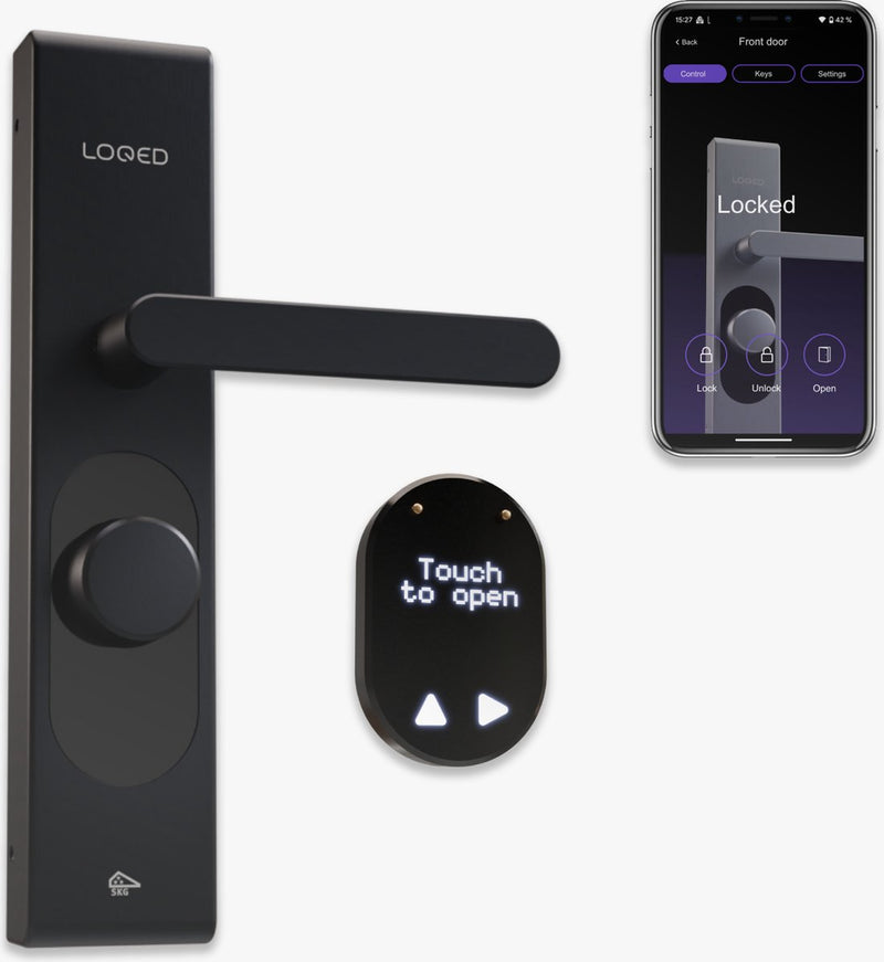 Loqed touch smart lock - slim deurslot - met smart home integratie - bridge, cilinder codetoegang - zwart