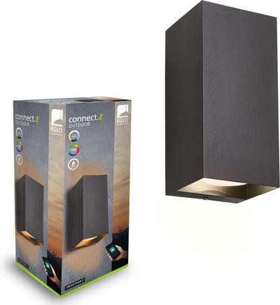 Eglo connect.z eremitana-z smart wandlamp buiten- gu10 - 24 cm - zwart - instelbaar rgb wit licht - dimbaar - zigbee