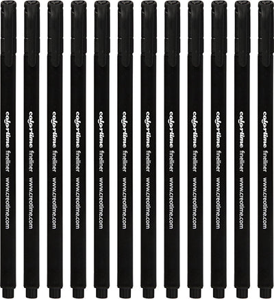 Colortime fineliner lijndikte 0,6-0,7 mm zwart 12 stuks
