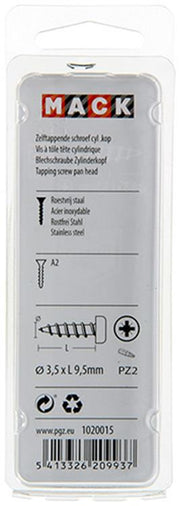 Mack 1020015 - zelftappende schroef cyl.kop a2 70 st 3,5 x 9,5 mm | 5 stuks - afbeelding 2