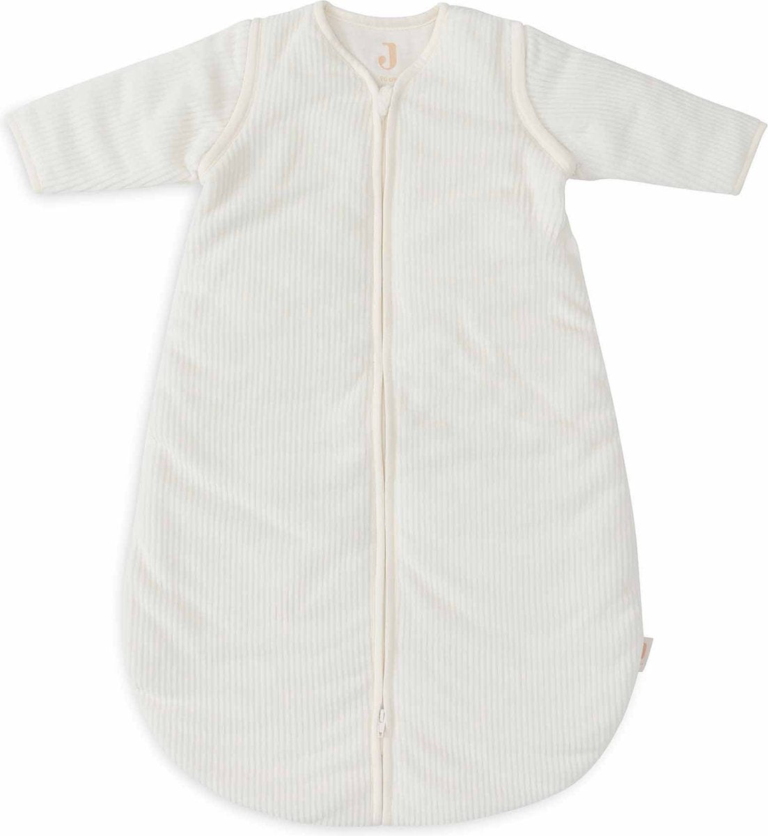 Jollein baby slaapzak winter met afritsbare mouw 90cm - rond - rib ivory - winterslaapzak