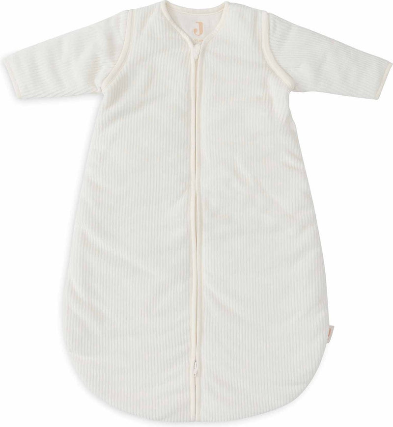 Jollein baby slaapzak winter met afritsbare mouw 90cm - rond - rib ivory - winterslaapzak