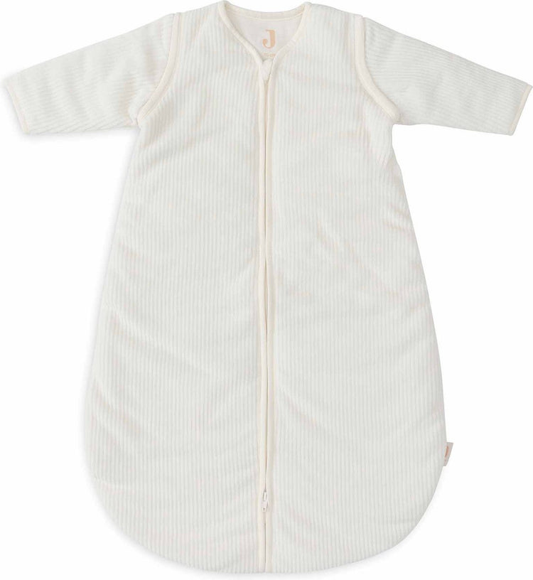 Jollein baby slaapzak winter met afritsbare mouw 60cm - rond - rib ivory - winterslaapzak