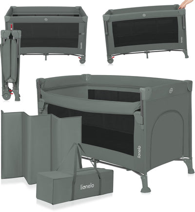 Lionelo ellen reisbedje 3 in 1 – aanschuifbedje, baby- peuterbed - co-sleeper – campingbed – 2 matrasposities – opvouwbaar – wieltjes met rem – inclusief draagtas – tot 15 kg