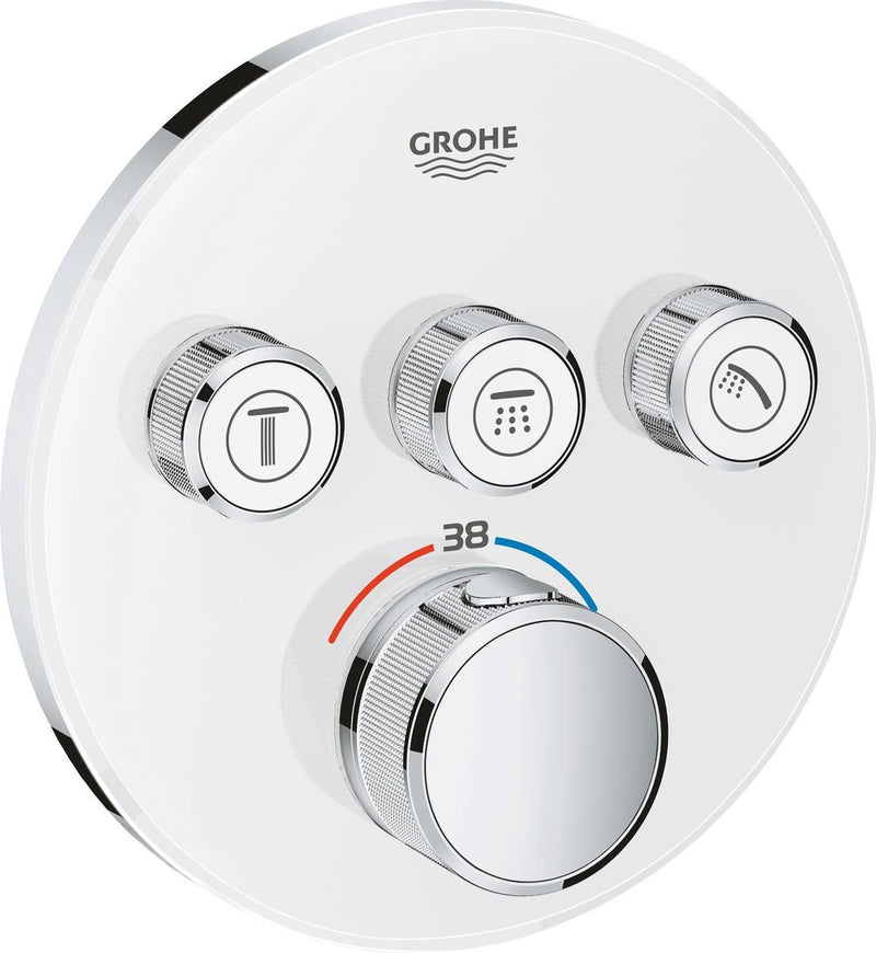 Grohe grohtherm smartcontrol thermostatiche douchekraan - inbouw mengkraan - met omstelling - rond - wit