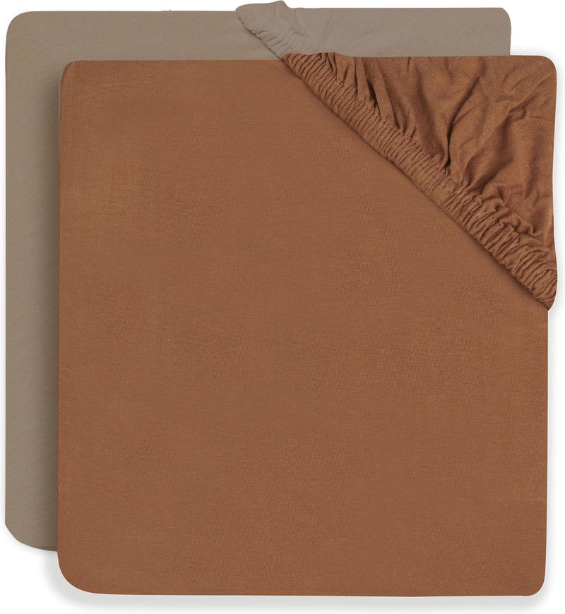 Jollein - baby hoeslaken jersey (caramel biscuit) - katoen - hoeslaken wieg - 2 stuks - 60x120cm
