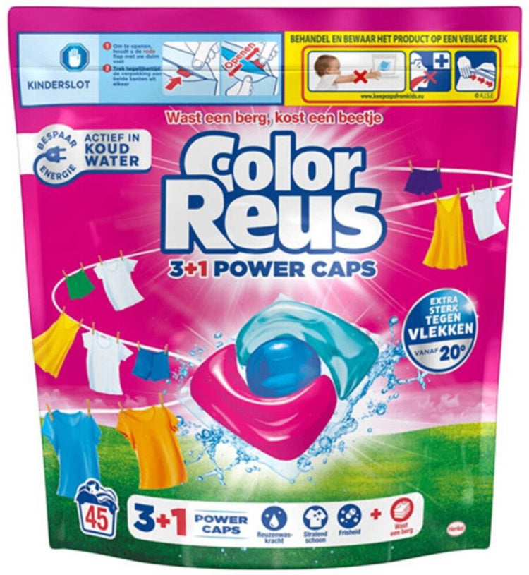 Color reus 3+1 power caps - wascapsules wasmiddel - gekleurde was - 45 wasbeurten
