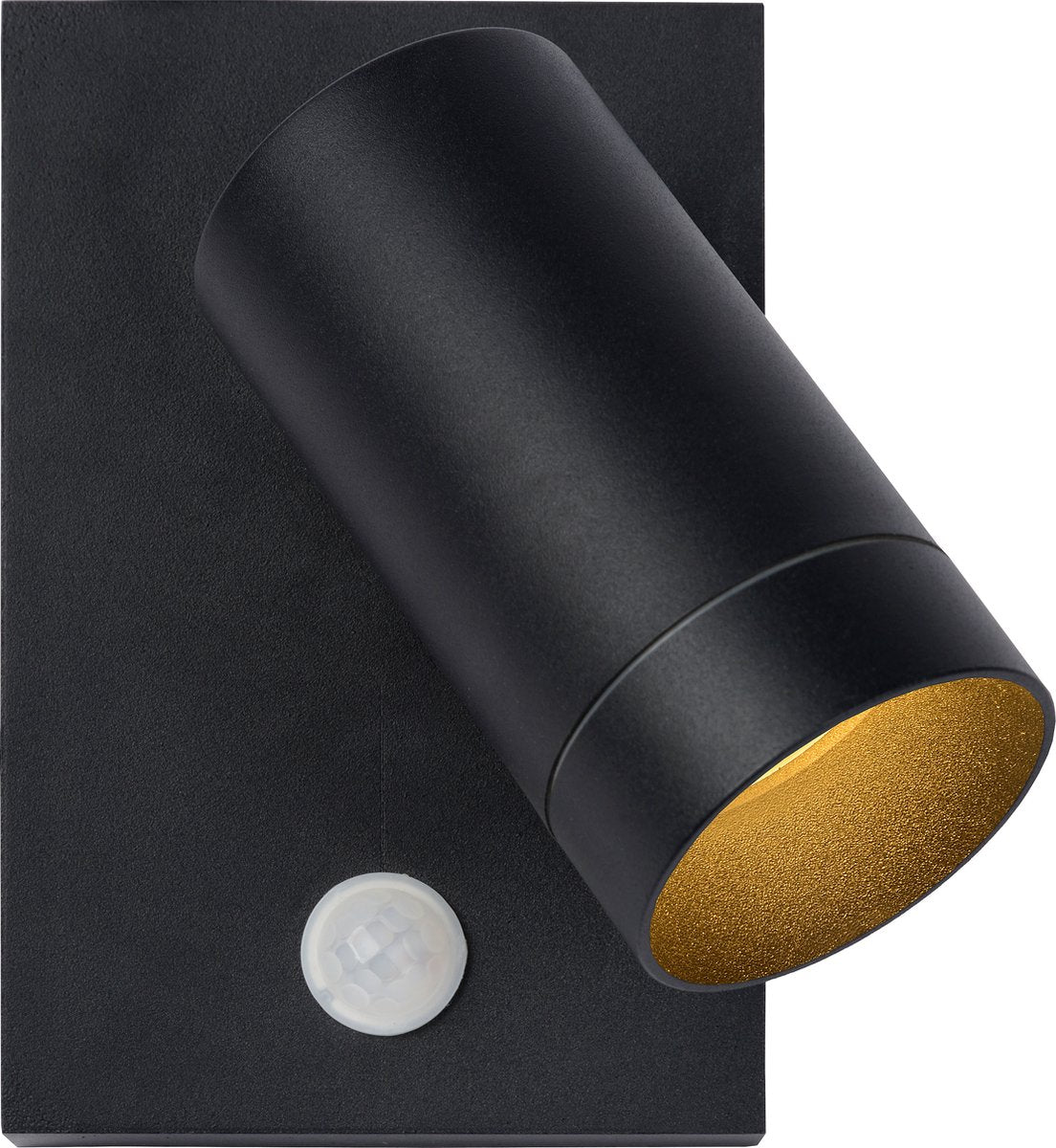 Lucide taylor - wandspot wandlamp binnen buiten - 1xgu10 (mr16) - ip54 - bewegingssensor - zwart