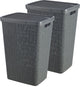Curver jute wasmand met deksel - 58 liter - 2 stuks - donkergrijs