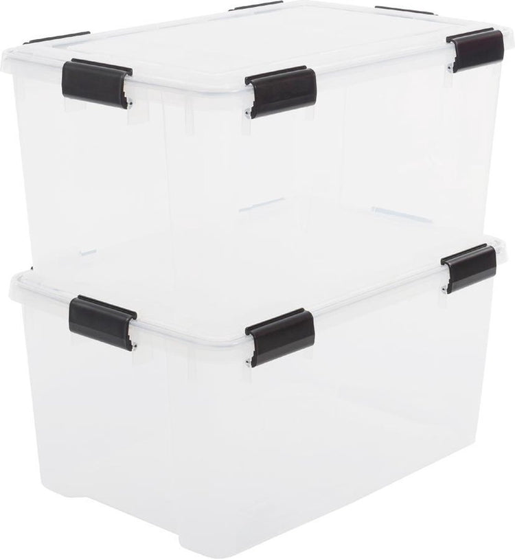 Iris airtight opbergbox - 50l - kunststof - transparant zwart - set van 2