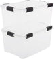 Iris airtight opbergbox - 50l - kunststof - transparant zwart - set van 2