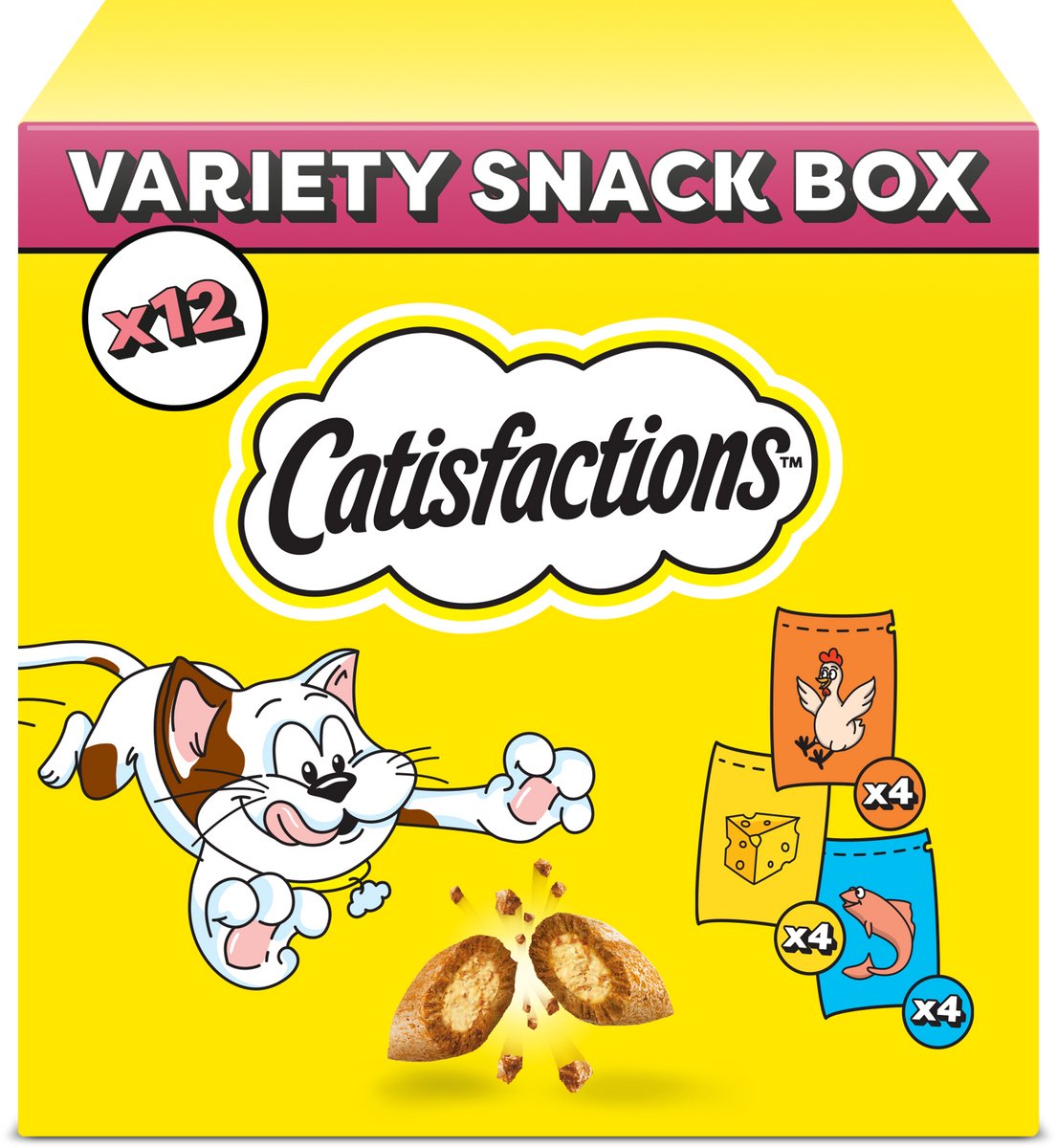 Catisfactions kattensnacks - variety snack box - kip kaas zalm - 12x60g