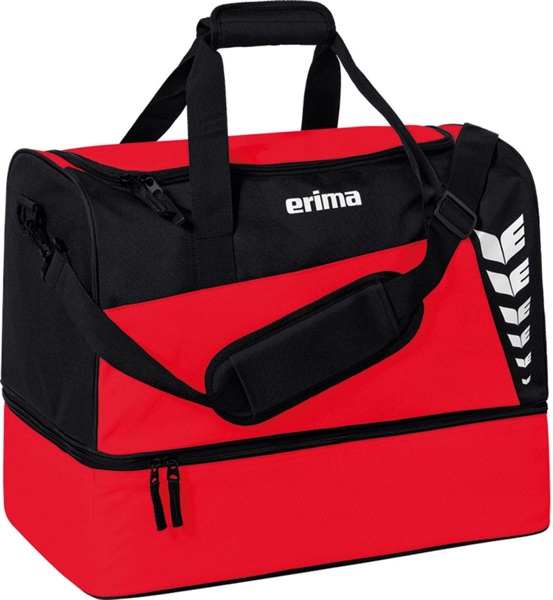 Erima six wings (medium) sporttas met bodemvak - rood zwart | maat: m