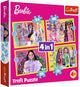 Trefl puzzelset barbie 4-in-1 kleurrijk karton speelgoed.