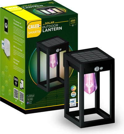 Calex smart outdoor solar buitenlamp - slimme wandlamp lantaarn - rgb en warm wit - buitenverlichting - zwart