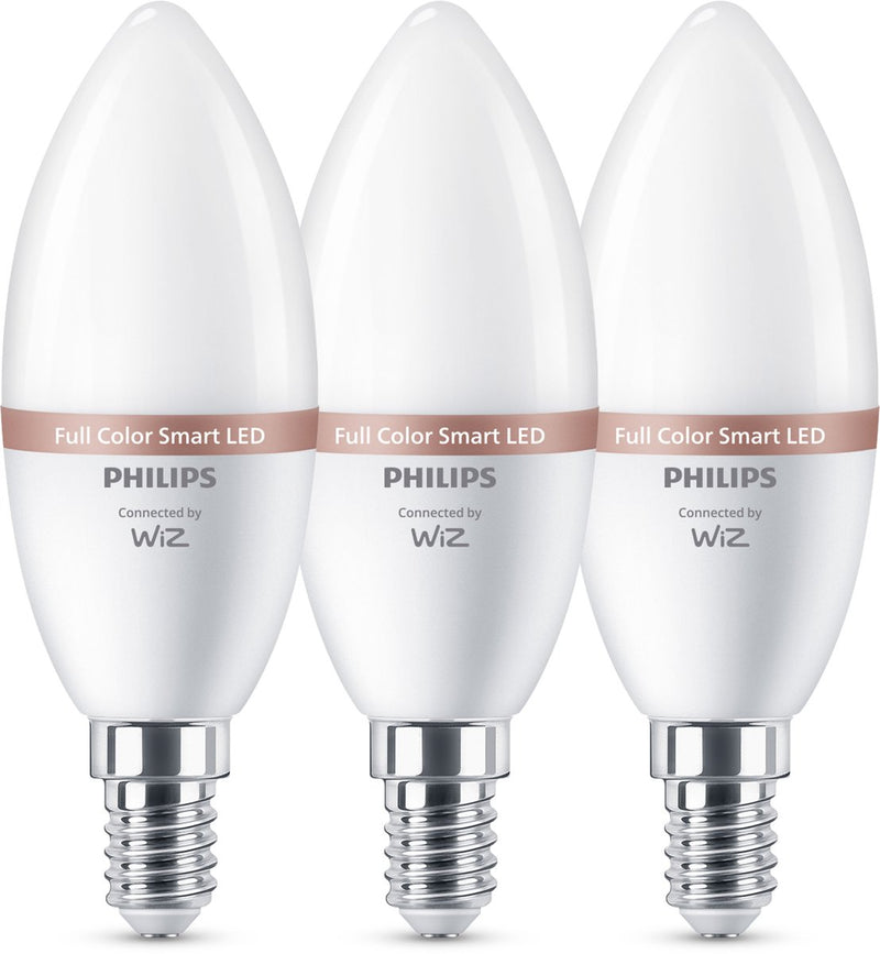 Philips led philips slimme led rgb-lamp, c37, e14-fitting, 470 lm, 3-pack