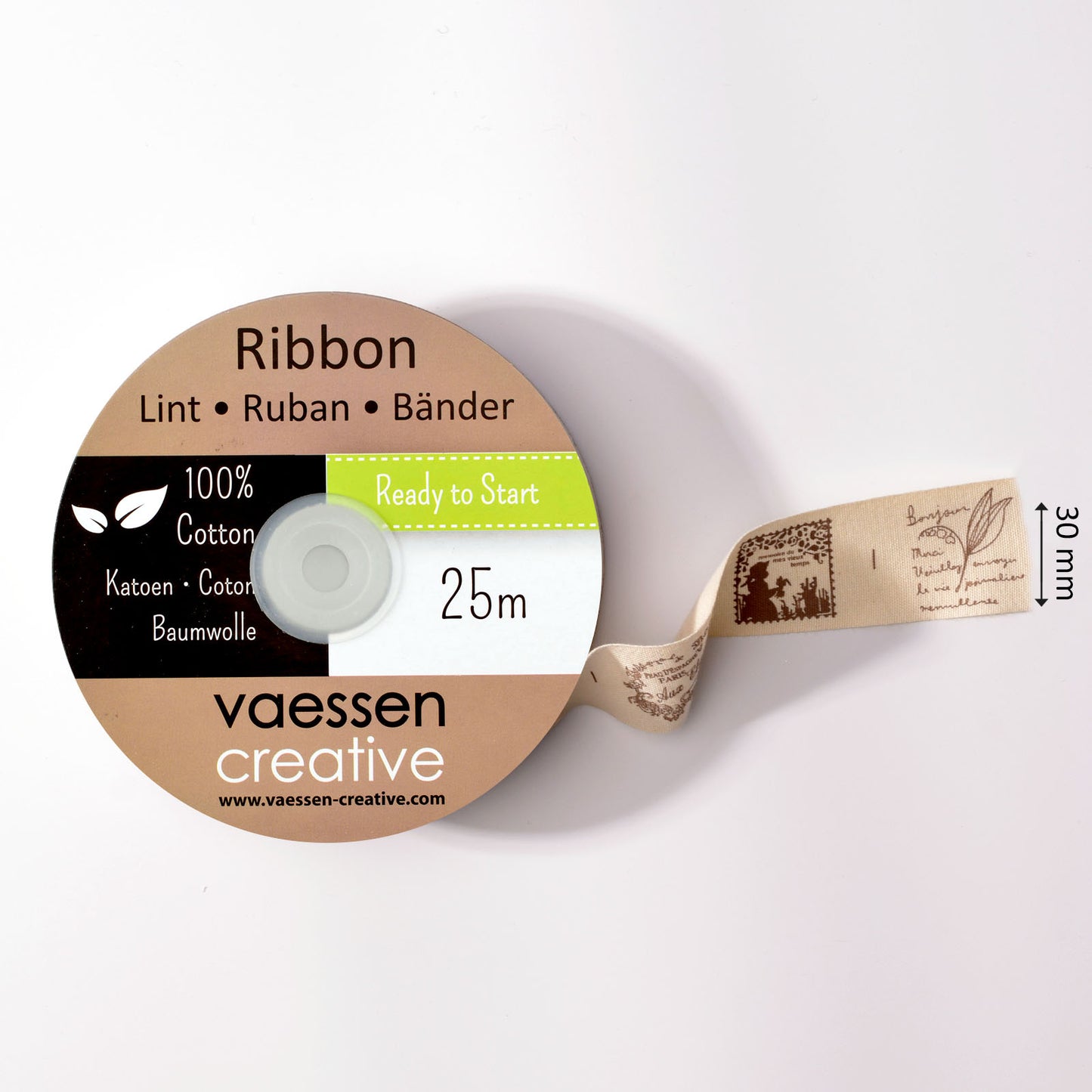 Vaessen creative • ribbon 25mx30mm text