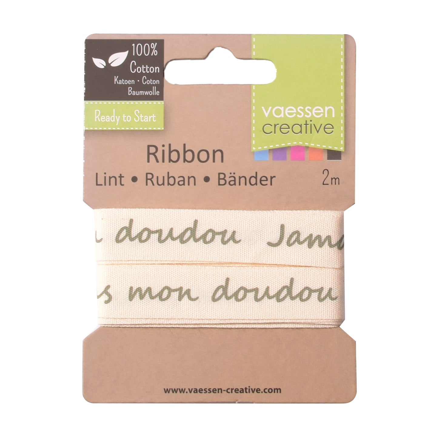 Vaessen creative • ribbon 2mx15mm fr jamais sans mon doudou