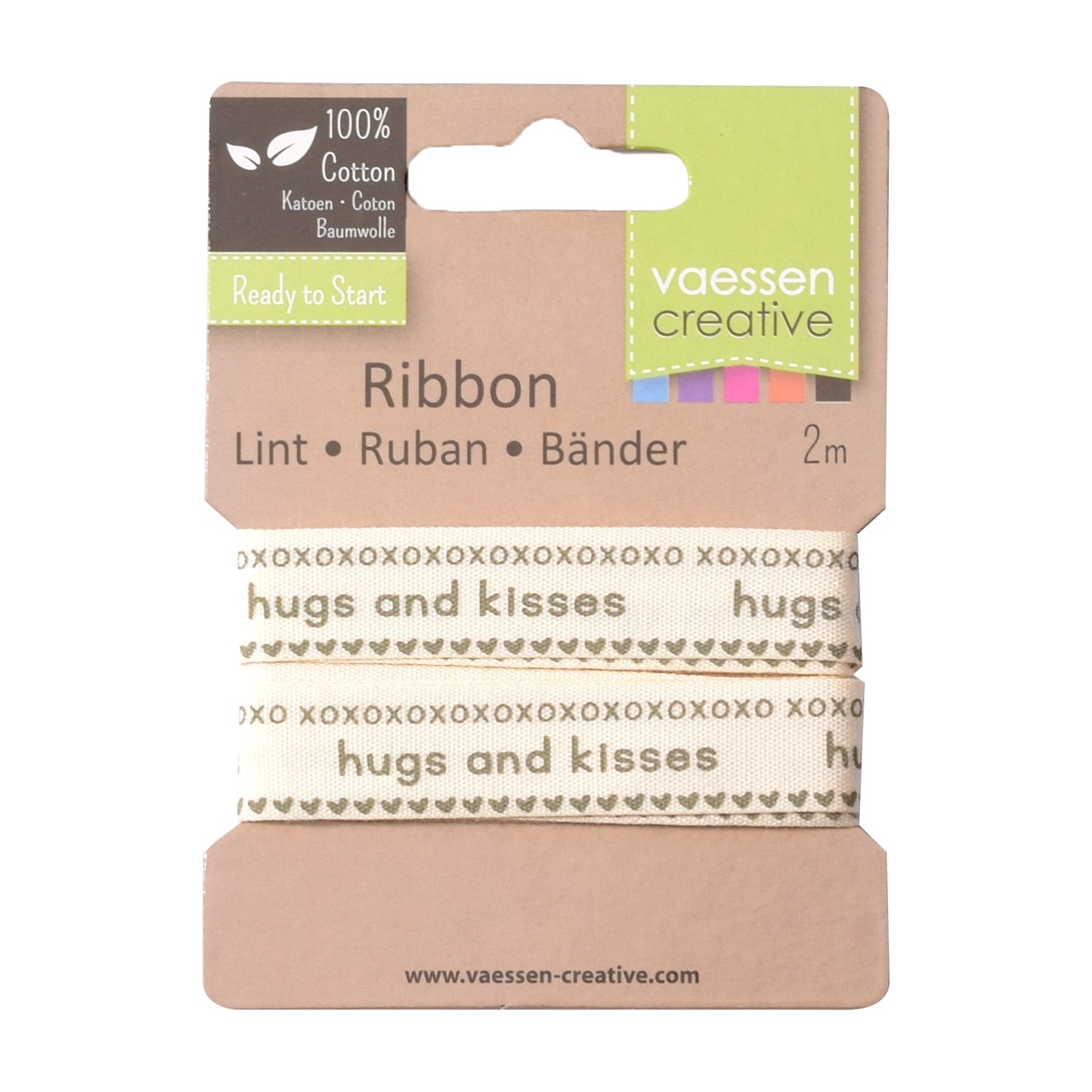 Vaessen creative • ribbon 2mx15mm eng hugs and kisses