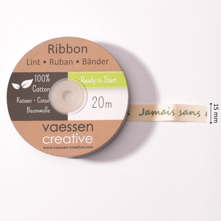 Vaessen creative • ribbon 20mx15mm fr jamais sans mon doudou