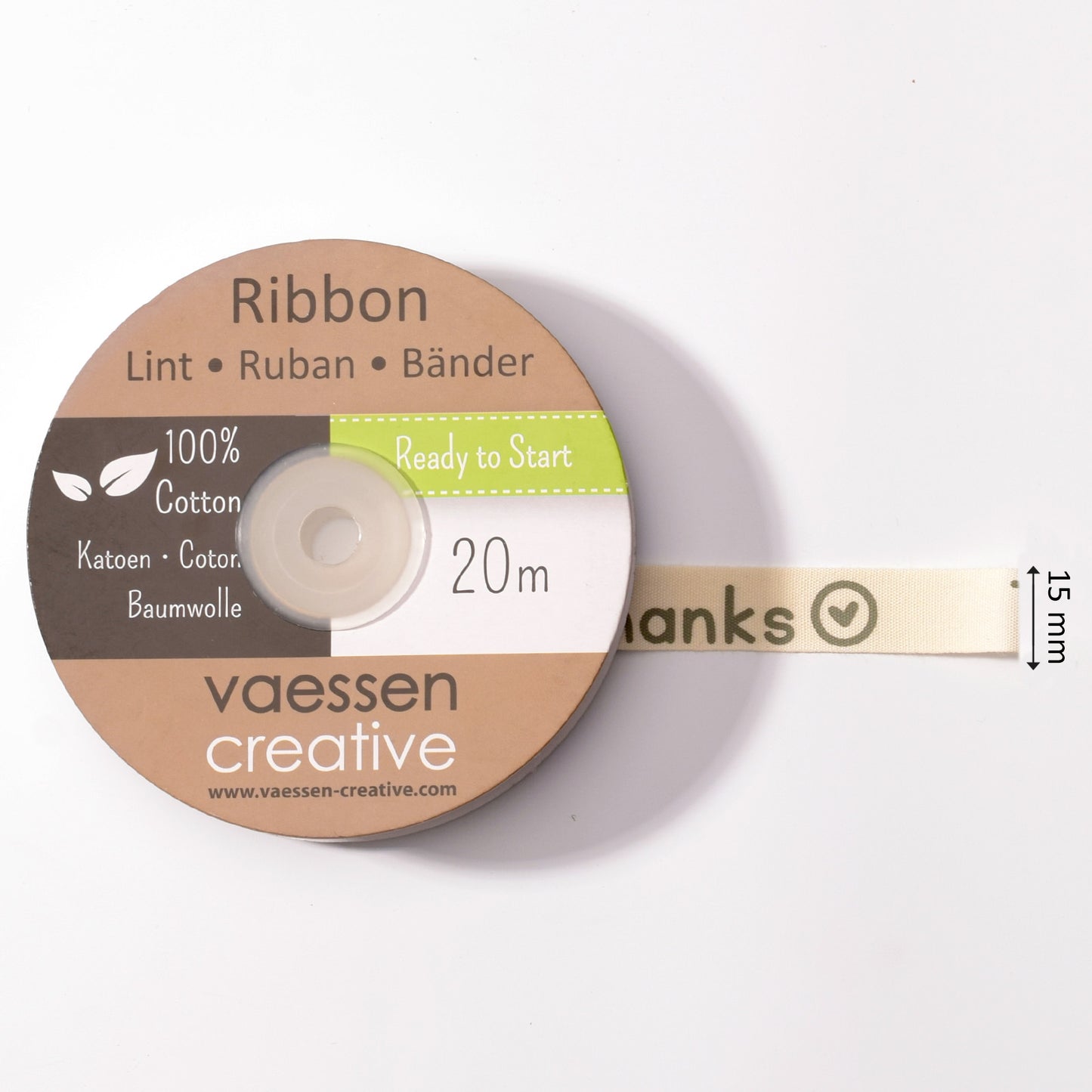 Vaessen creative • ribbon 20mx15mm eng thanks