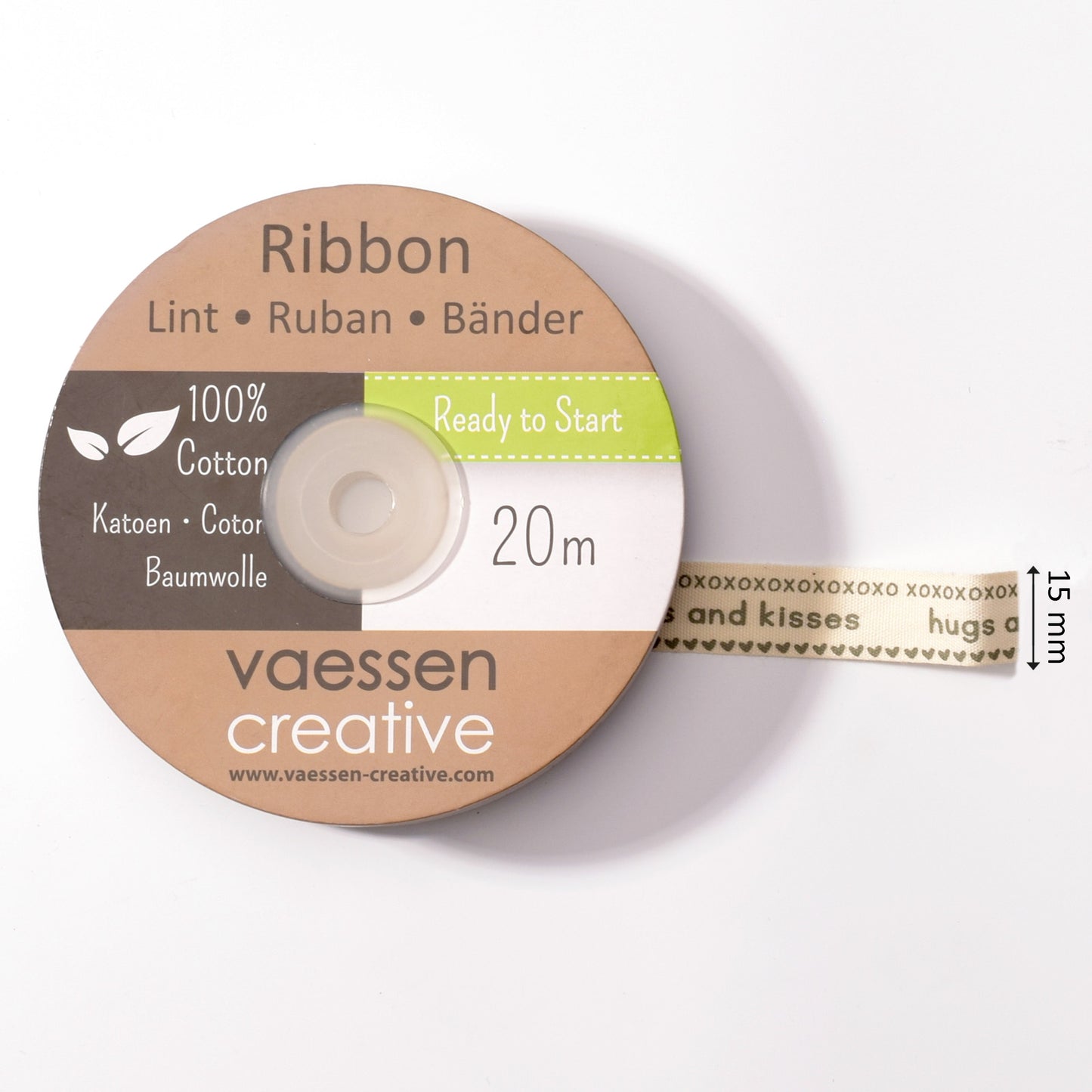 Vaessen creative • ribbon 20mx15mm eng hugs and kisses