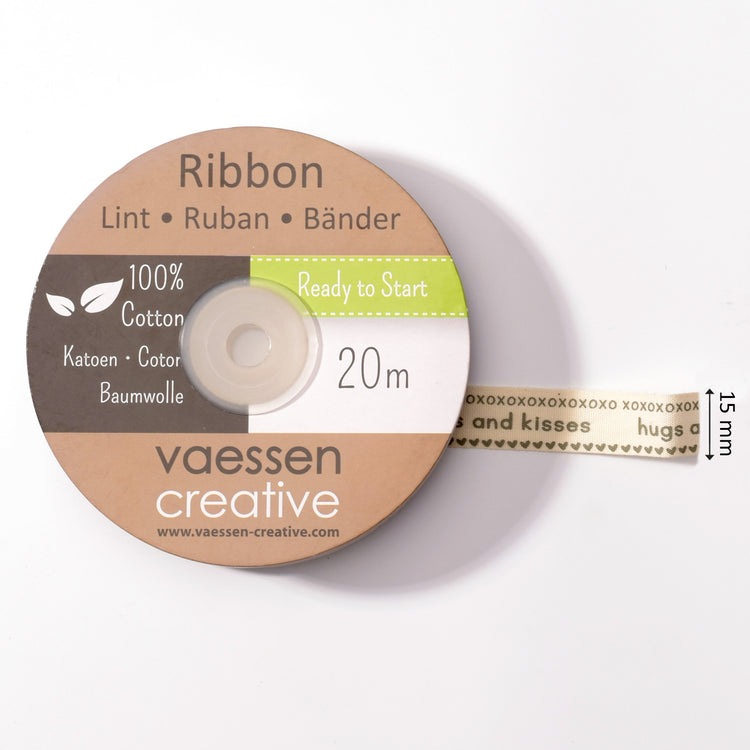 Vaessen creative • ribbon 20mx15mm eng hugs and kisses