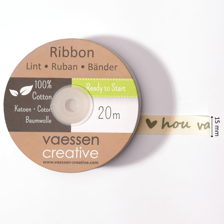 Vaessen creative • ribbon 20mx15mm nl hou van jou