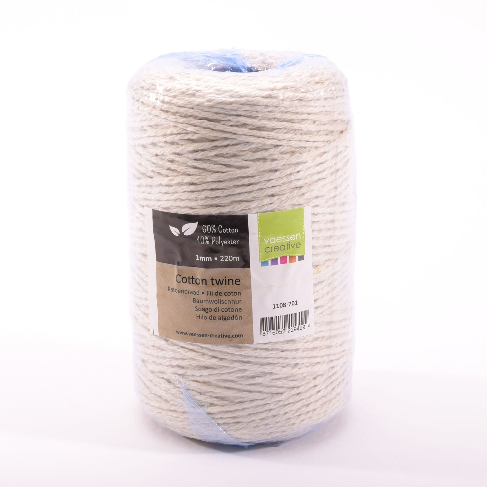 Vaessen creative • katoenen touw 1mm 220m