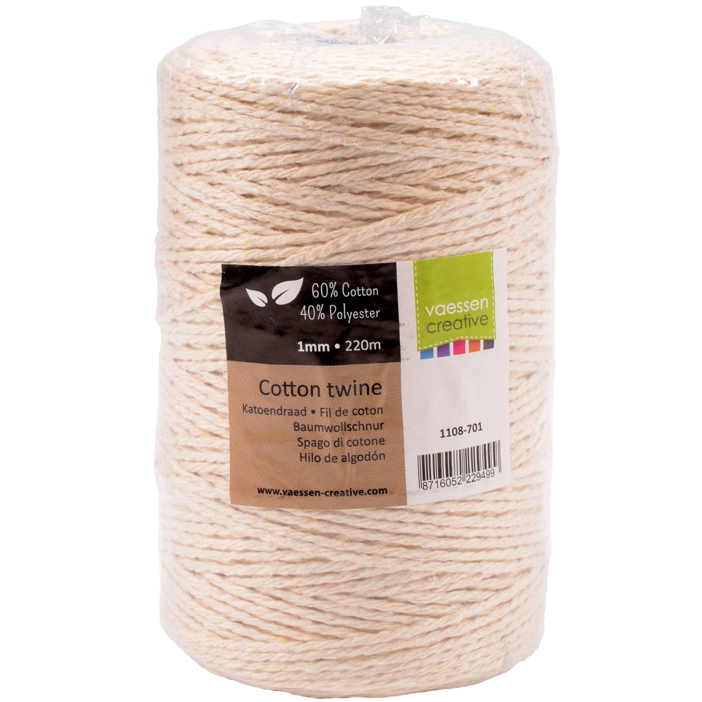 Vaessen creative • katoenen touw 1mm 220m