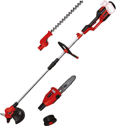 Einhell accu tuin-multitool ge-lm 36 4in1 li bl solo - power x-change - 36 v li-ion - koolborstelloze motor - 4-functies: kettingzaag heggenschaar trimmer met mes en trimmer met draad - excl. accu en lader