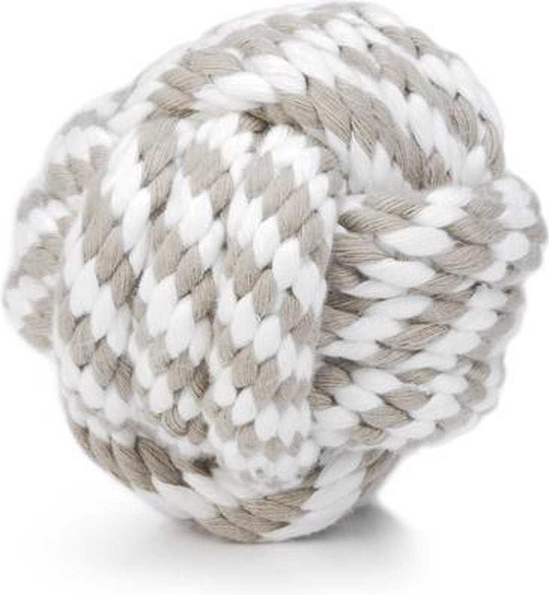 Beeztees touwbal - hondenspeelgoed - beige wit - 10 cm