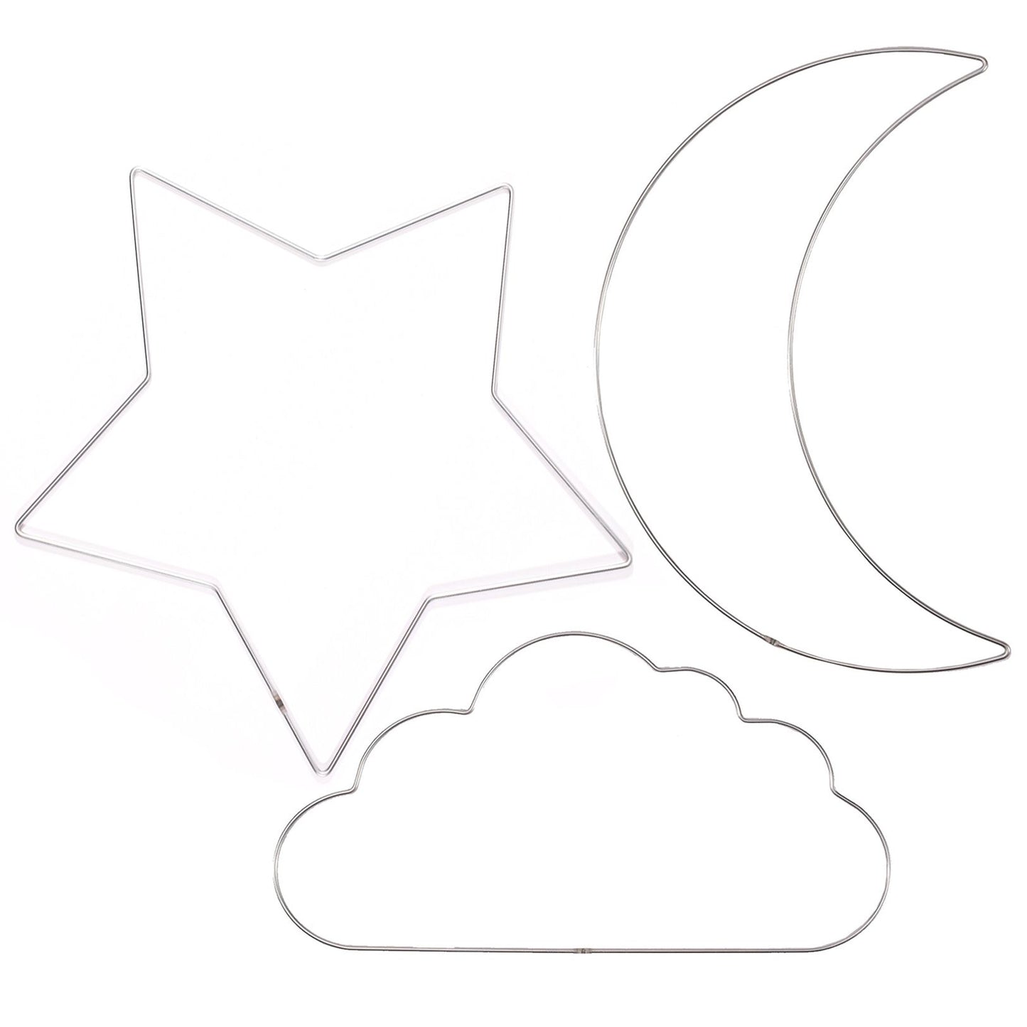 Vaessen creative • metalen ringen set ster, maan wolk ø32cm 3mm zilver