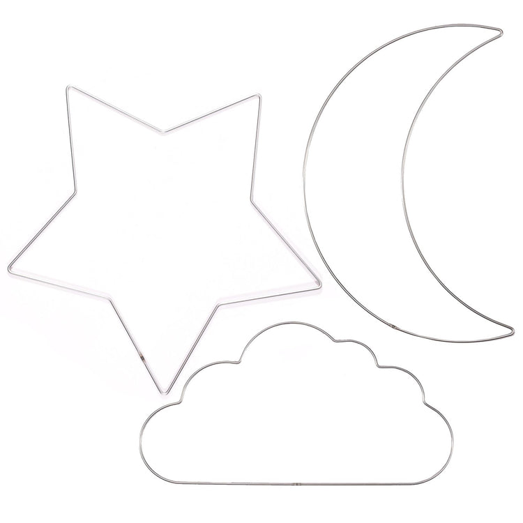 Vaessen creative • metalen ringen set ster, maan wolk ø32cm 3mm zilver