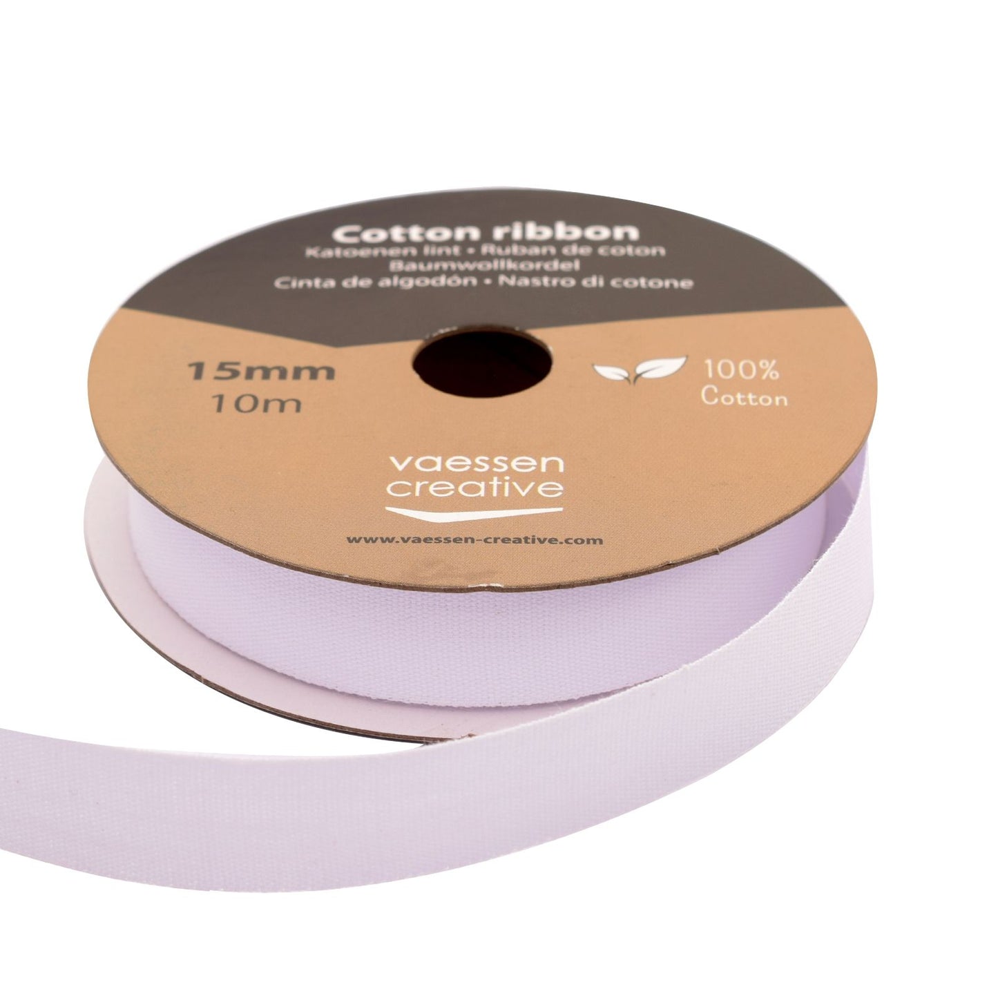 Vaessen creative • katoenen lint 15mm x 10m wit