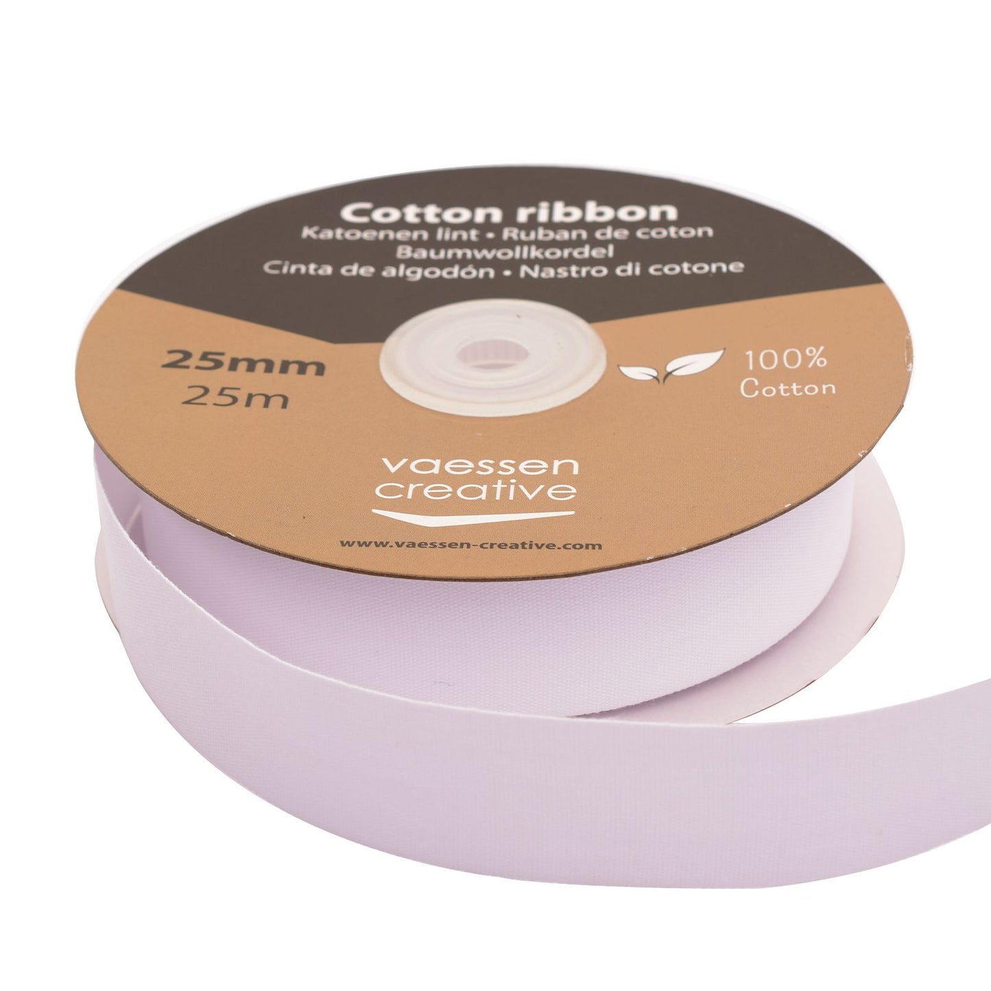 Vaessen creative • katoenen lint 25mm x 25m wit