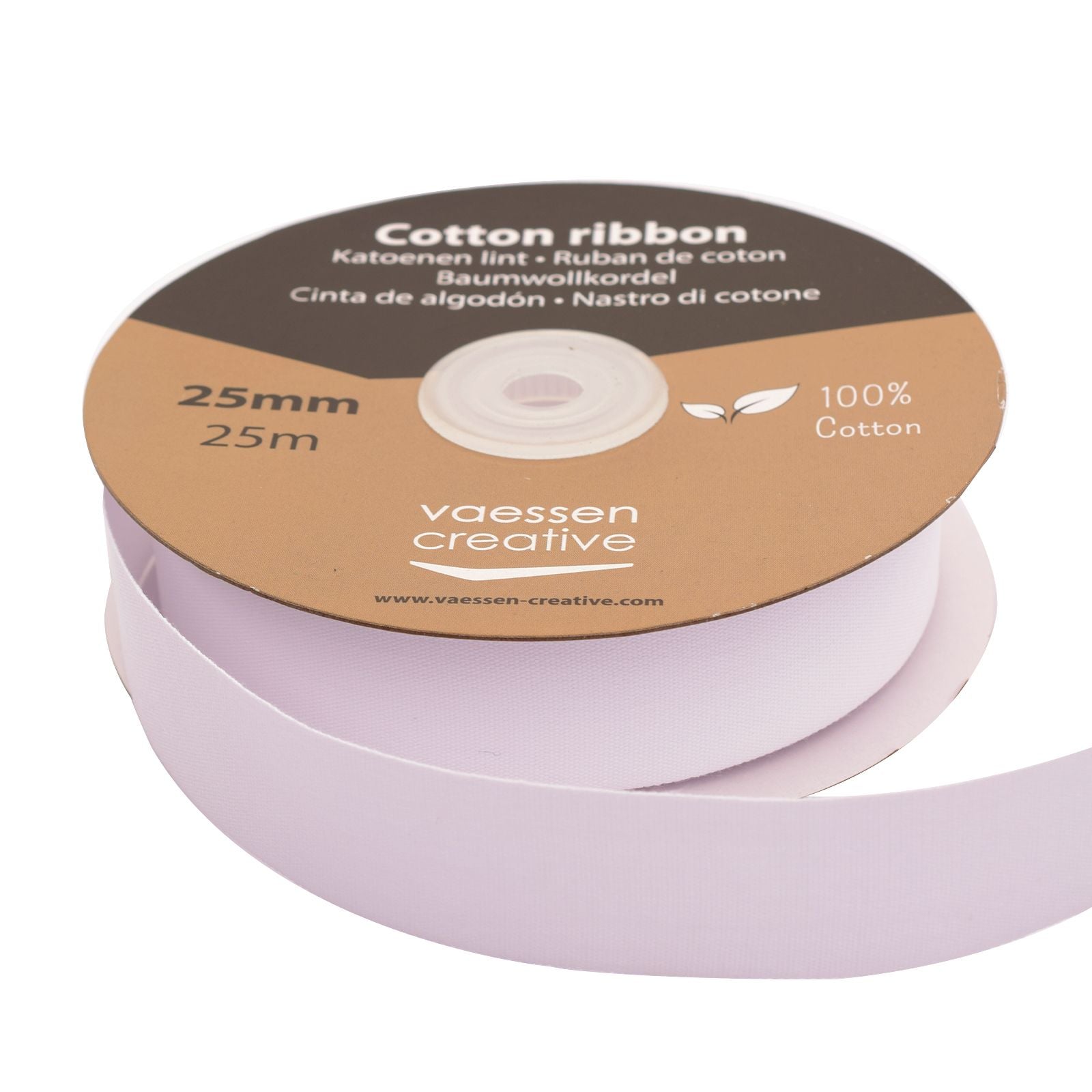 Vaessen creative • katoenen lint 25mm x 25m wit