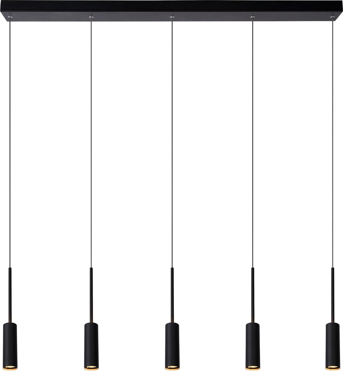 Lucide tubule - hanglamp - led - 5x7w 2700k - zwart