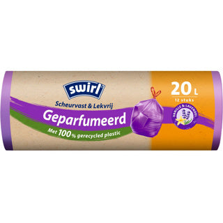 Swirl pedaalemmerzak met trekband geparfumeerd vanille-lavendel 20l 12 stuks