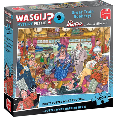 Jumbo wasgij retro mystery 9 legpuzzel - de grotere treinroof, 1000st.