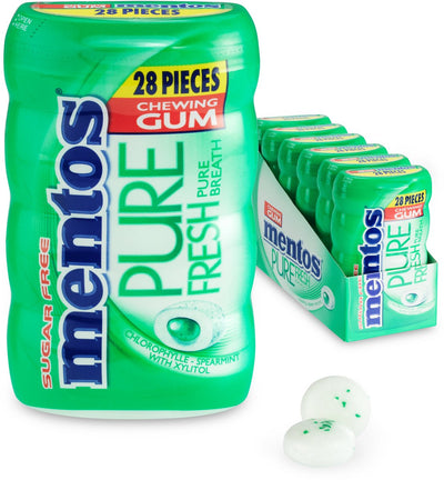 Mentos gum pure fresh spearmint - kauwgom - suikervrij - 6x28stuks