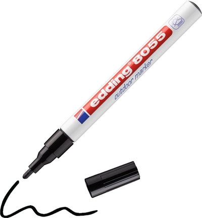 Edding 8055 outdoor marker zwart - 1-2mm ronde punt - 1 stuk - weerbestendig en voor bijna alle oppervlakken buiten