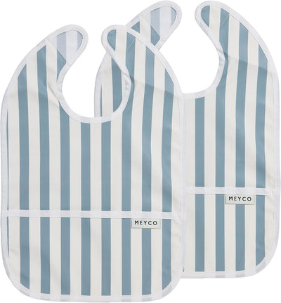 Meyco baby fat stripe slab met opvangbakje - 2-pack - jeans blue