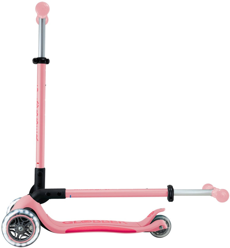 Globber 3-wiel step - primo foldable plus lights pastel pink - roze - lichtgevende wielen - vouwbaar - in hoogte verstelbaar - vanaf 3 tot 9 jaar