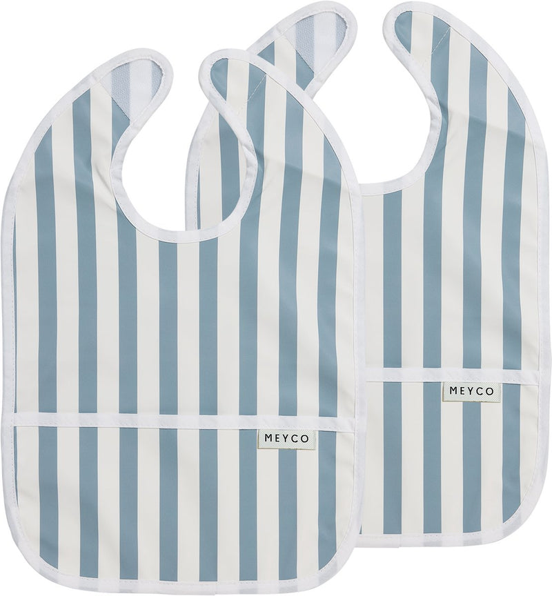Meyco baby fat stripe slab met opvangbakje - 2-pack - jeans blue